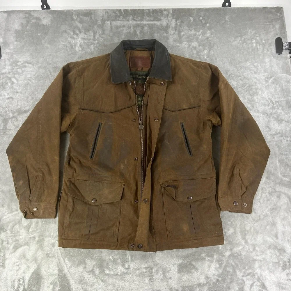 Outback Trading Company Jacket Mens Medium Brown Oilskin Pathfinder 2707